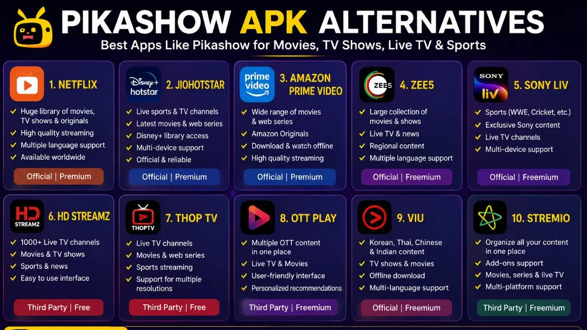 Pikashow APK Alternatives